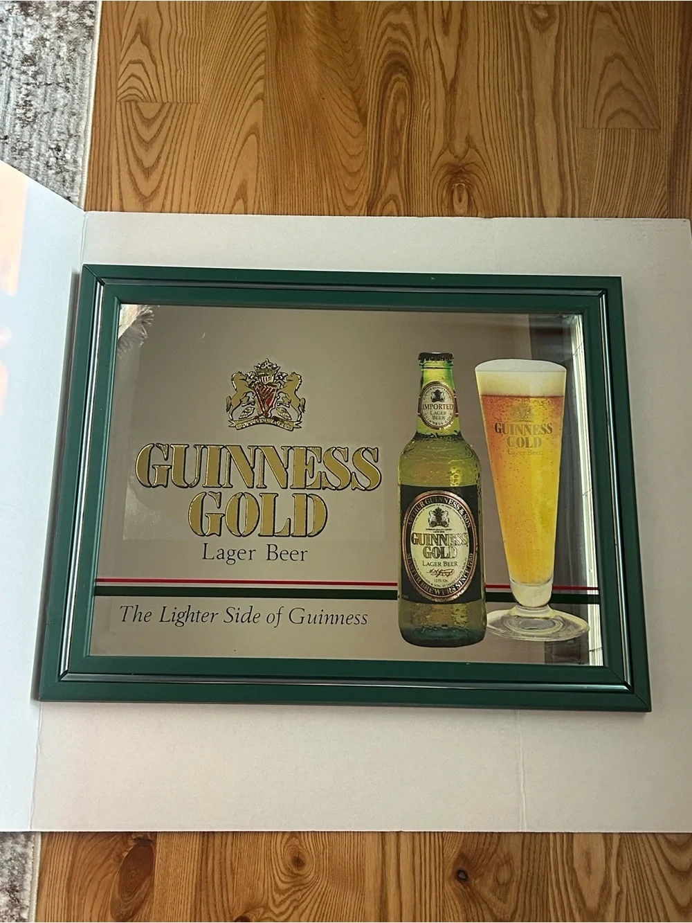 Guinness Gold Framed Sign with Green Trim and Gold Lettering